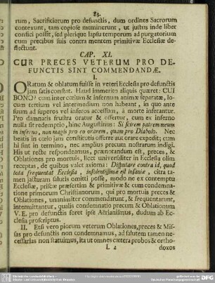 Cap. XI. Cur Preces Veterum Pro Defunctis Sint Commendandae