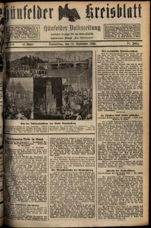 Zweite Ausgabe vom Donnerstag, den 12. September 1929.