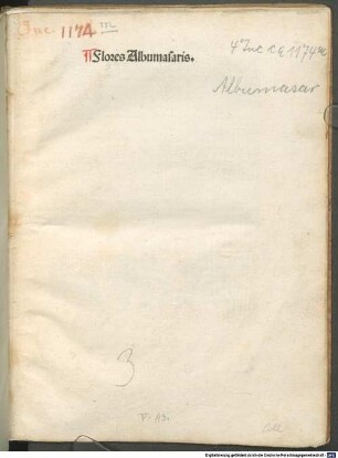 Flores Albumasaris : [aus dem Arab. übers. von Johannes Hispalensis]