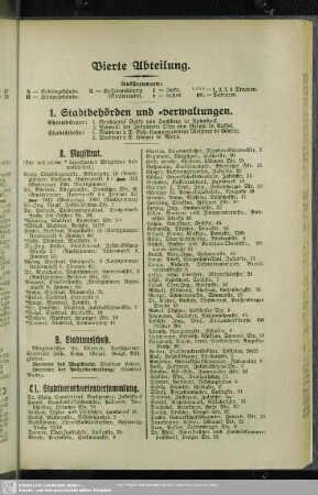 Vierte Abteilung. Behördenverzeichnis