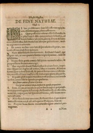 Theses Physicae, De Fine Naturae.