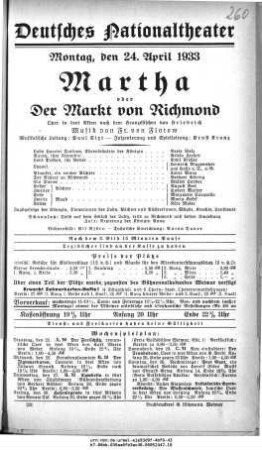 Martha oder Der Markt von Richmond