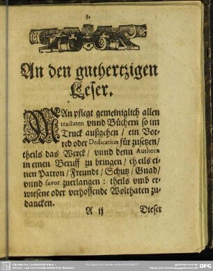 An den guthertzigen Leser