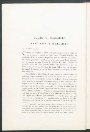 Lucio V. Mansilla : Fantasía y realidad