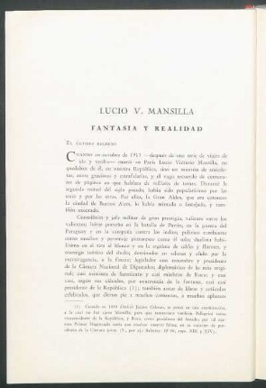 Lucio V. Mansilla : Fantasía y realidad
