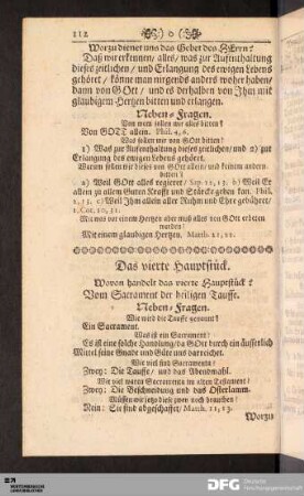 Das vierte Hauptstück. Vom Sacrament der heiligen Tauffe.