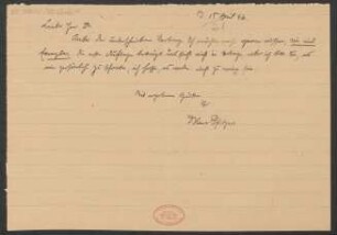 Brief an Ludwig Strecker (senior) an B. Schott's Söhne : 15.04.1946
