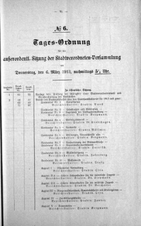 Tages-Ordnung No. 6 (65-71), 06. März 1913
