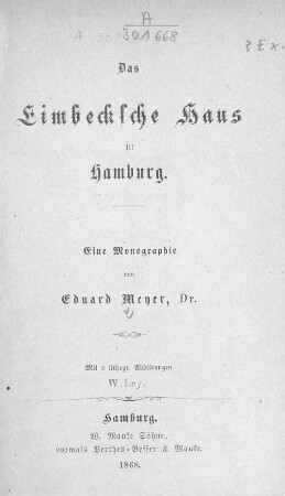 Das Eimbecksche Haus in Hamburg : eine Monographie