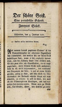 Zweytes Stück. München, den 4. Junius.