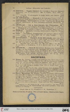 Nachtrag (Nr. 852 - 853)
