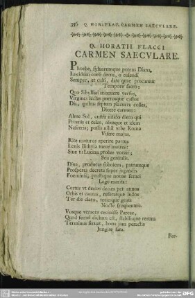 Q. Horatii Flacci Carmen Saeculare