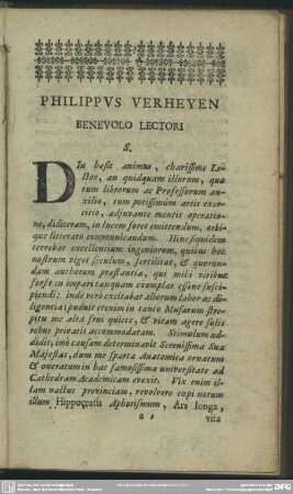 Philippus Verheyen Benevolo Lectori