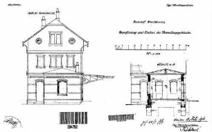 Warthausen: Empfangsgeb.Verwaltungsgeb. Vergrößerung Querschnitt (Anbau),Giebelansicht