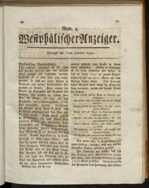 Num. 4. Freitags den 11ten Januar. 1799