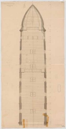 Fischer, Theodor; Ulm; Garnisonkirche (Pauluskirche) - Turm (Schnitt)