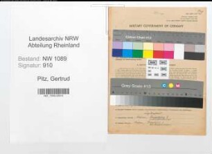 Entnazifizierung Gertrud Pitz , geb. 20.08.1908 ()