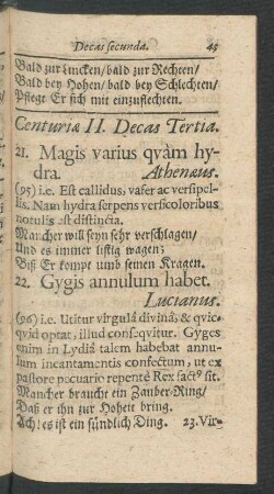 Centuriae II. Decas Tertia.