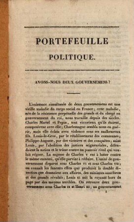 Porte-feuille politique suite à la Minerve