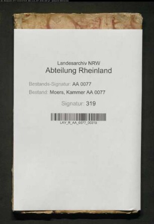 Hebebuch von Jahrschatz, Dienstgeld und Getreide für das Kirchspiel Baerl (und Eversael)