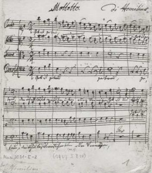 Motette "Gott ist getreu" : Homilius, Gottfried August: Motette "Gott ist getreu" für vier Stimmen. 1778. 1. Notenseite der Partitur. Autograph; 21 x 18 cm. Dresden: SLUB Mus.3031-E-2
