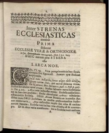 Inter Strenas Ecclesiasticas merito Prima debetur Ecclesiae Verae & Orthodoxae
