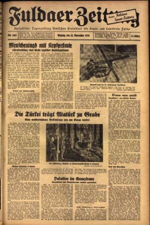 Ausgabe vom Montag, den 21. November 1938.