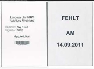 Entnazifizierung Karl Herzfeld , geb. 19.10.1896 (Bergmann)