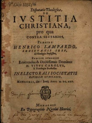 Disp. theol. de iustitia christiana