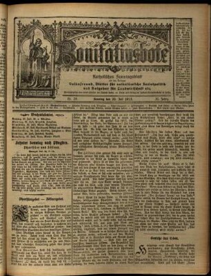 Erste Ausgabe vom Sonntag, den 20. Juli 1913.
