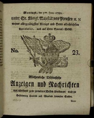 No. 23. Montags, den 5ten Juny 1780.
