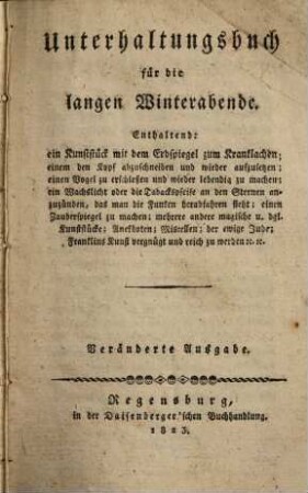 Unterhaltungsbuch für die langen Winterabende