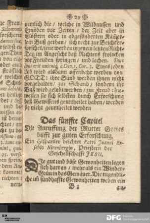 Das fünffte Capitel Die Anruffung der Mutter Gottes hilfft zur guten Erforschung.