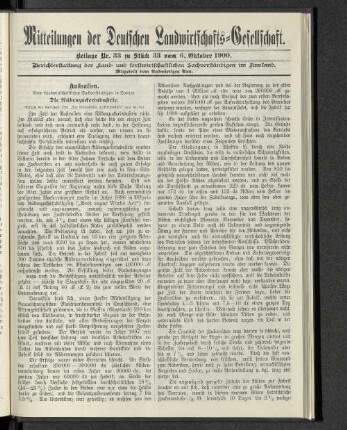Beilage Nr. 33 zu Stück 33 vom 6. Oktober 1900.