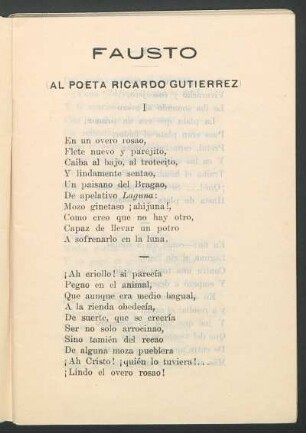 Fausto : Al poeta Ricardo Gutierrez