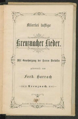 Allerlei lustige Kreuznacher Lieder.