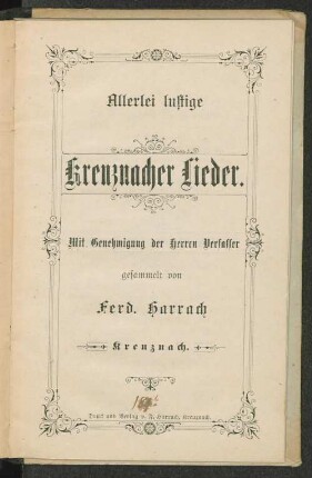 Allerlei lustige Kreuznacher Lieder.