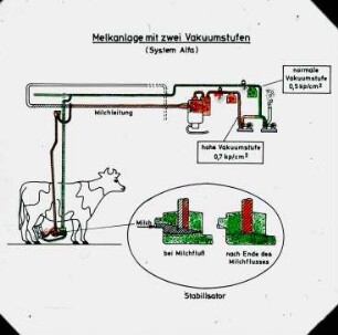Melkanlage mit zwei Vakuumstufen (System Alfa)
