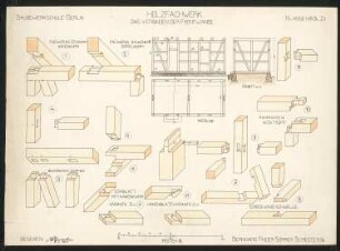 Übung Holzfachwerk: Schnitte M 1:50, Ansichten M 1:10