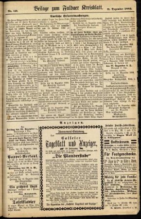 Zweite Ausgabe vom Donnerstag, den 21. Dezember 1882.