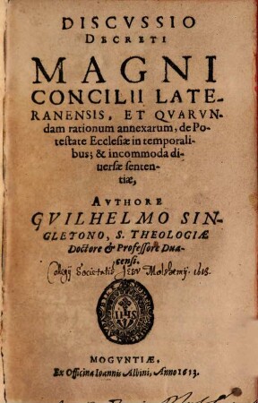 Discussio decreti magni concilii Lateranensis