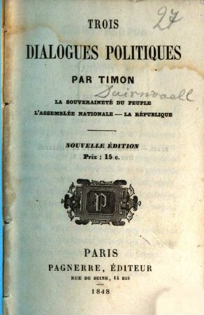Trois dialogues politiques