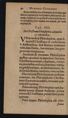 Cap. XIII. De Christianae Philosophiae adiunctis 12. virtutibus
