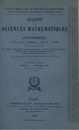Tome VI. - Octobre 1882.