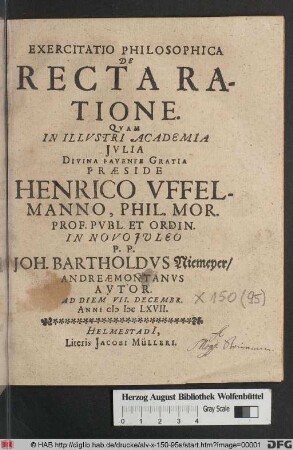 Exercitatio Philosophica De Recta Ratione