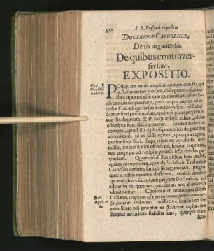Doctrinae Catholicae, De iis argumentis, ... Expositio.