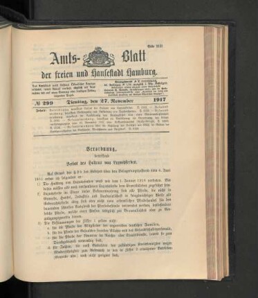 No. 299, 27. November 1917