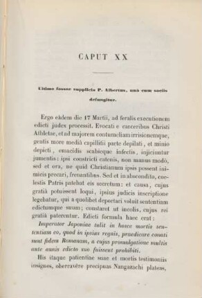 Caput XX. Ultimo fossae supplico P. Albertus, uná cum sociis defungitur