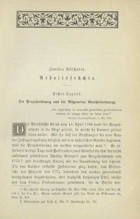 Erstes Capitel. Die Prozeßordnung und die Allgemeine Gerichtsordnung