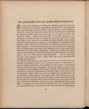 Der phychologische Sinn des expressionistischen Kunstwerkes